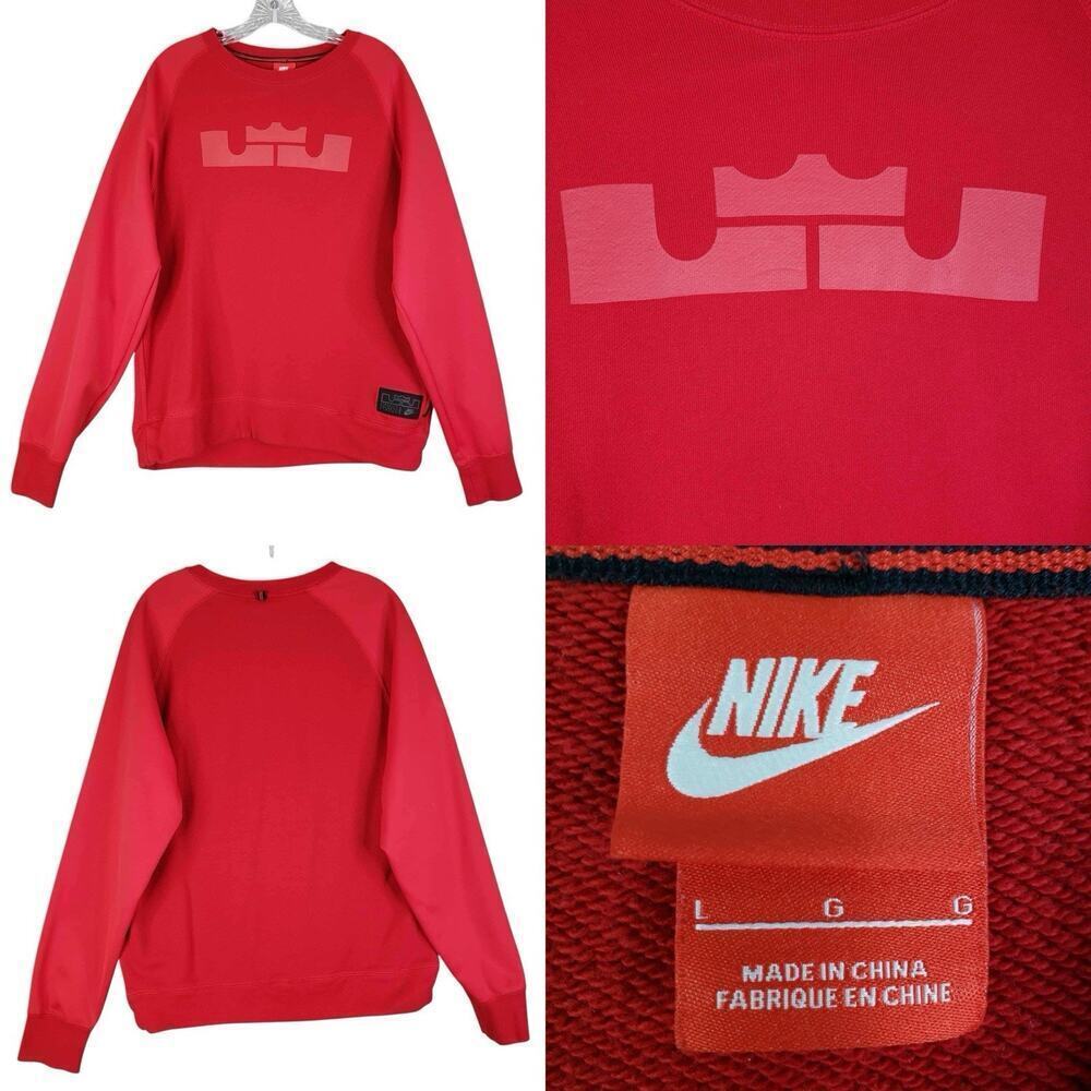 Nike Lebron James Sweatshirt Men's Size Large L Red LS Logo Crown Pullover
